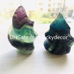 Natural Rainbow Fluorite Flame Tower Crafts Quartz Crystal Stone Freeform Mineral Specimen Healing Polished Colourful Gemstone Torch Statue Figurine Home Decor