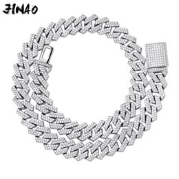 JINAO 14mm Miami New Box Big Clasp Cuban Link Chain Gold Silver color Necklace Iced Out Cubic Zirconia Bling for Men Jewelry X0509