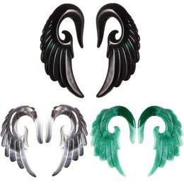 1 Pair Angel Wings Resin Earmuffs Ear Plugs And Tunnels Acrylic Ear Piercings Expander Earplugs Tunnel Ear Piercing Body Jewerly