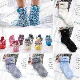 Colourful Winter Thicken Plus Fleece Coral Fleece Warm Sleeping Socks Women Girls Bed Socks Floor Clothing Accessories Y1119