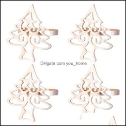 christmas tree napkin rings Canada - Napkin Rings Table Decoration & Aessories Kitchen, Dining Bar Home Garden 4Pcs Buckles Christmas Tree Shape Alloy Holders For Dinner1 Drop D