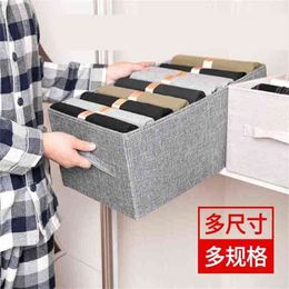 Cotton And Linen Storage Box With Cap Clothes Socks Toy Sundries Oraganier Set Organiser Household 210922