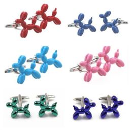 20pairs/lot Novelty Balloon Dog Cufflinks 4 Colours Copper Enamel Cuff Link Men's Jewellery Accessory Whole
