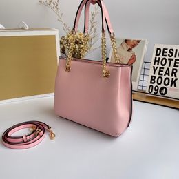 Designer luxury women's shoulder bag high quality leather simple exquisite style handbag Golden chain lady soft pink Purse