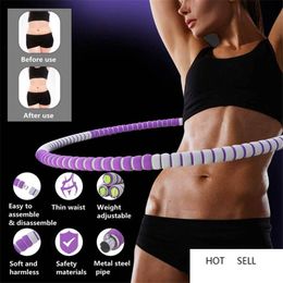 6 Parts Detachable Sport Hoops Fitness Circle Shape Waist Trainer Adjustable Weighted Hoops Gym Equipment Workout Weight Loss