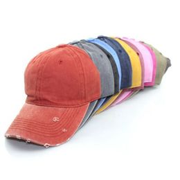 2021 Vintage Washed Dyed Baseball Cap Low Profile Adjustable Unisex Classic Plain sport outdoor summer Dad Hat Snapback Q59