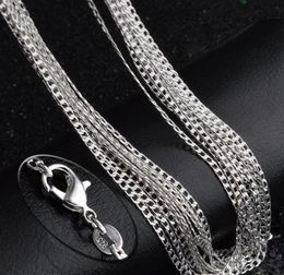 2021 new Man woman Necklace 925 silver plating 2mm Sideways chain Necklace 16inch/18inch/20inch/22inch/24inch/26inch/28inch/30inch fast ship