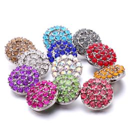 Wholesale Rhinestone Filled 18mm Snap Button Clasp Metal Round charms for Snaps Jewellery Findings suppliers