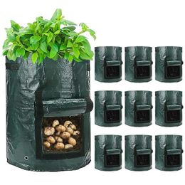 10 Gallon Garden Planting Pot Potato Grow Bags With Flap And Handles Planter For Vegetables Planters & Pots