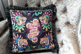 Luxury pillow case designer classic Signage tassel tiger and snake pattern printed pillowcase cushion cover 45*45cm for home decorative Christmas gift 2022 new