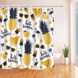 Shower Curtains Summer Pineapple Fruit Bathroom Curtain Polyester Fabric Waterproof Home Decor Bath With Hooks