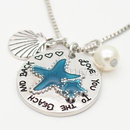 I Love you to the beach and back" Beach keychain necklace, Natural necklace Summer Jewellery Women's Starfish Necklaces