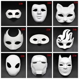 Halloween Full Face Masks Hand-Painted Pulp Plaster Covered Paper Mache Blank Mask White Masquerade Masks Plain Party Mask ZZB8112