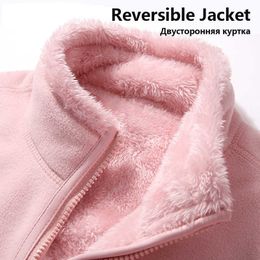 Winter Warm Coats Sweet Women's Sweatshirt Unisex Reversible Polar/Coral Fleece Harajuku Hoodies Ladies Flannel Pullover Hoodie X0721