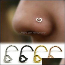 Nose Rings & Studs Body Jewellery Trendy Piercing Ring Fashion Stainless Steel Open Hoop Earring Drop Delivery 2021 Jok7R