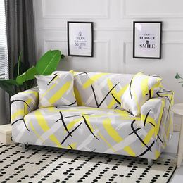 Chair Covers 2021 Yellow Line Sofa Slipcovers Tight Wrap All-inclusive Slip-resistant Elastic Cubre Towel Corner Cover Couch