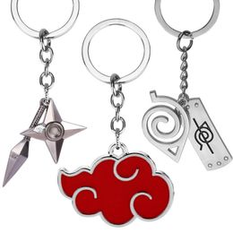 Keychain Konoha Symbol Akatsuki Red Cloud Keyrings Anime Trinket Keyholder Keyfob