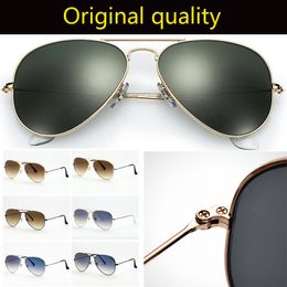 TOP Qualität Klassische Pilot Stil Sonnenbrille Männer Frauen 55mm 58mm 62mm Größe Echt Glas Linsen Sonnenbrille gafas De Sol Mujer