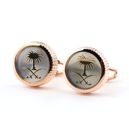 High-End round Saudi Tree Cufflinks Men's French Shirt Business Banquet Formal Cuff