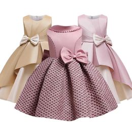 Flower Girls dress for Girls clothes Kids Clothing Satin Elegent Lace cutout Shoulderless Girls Dresses for Party Custumes Q0716