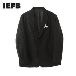 IEFB men's wear black chinese Dragon printted suit fashion spring male's Personalised coat vintage blazers 9Y3295 210524