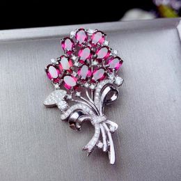 Other CoLife Jewellery 925 Silver Bouquet Brooch For Party 11 Pieces Natural Garnet Fashion Gemstone