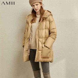 Winter Women Elegant Down Coat Casual Solid Loose Hooded Female Jacket Tops 11920921 210527