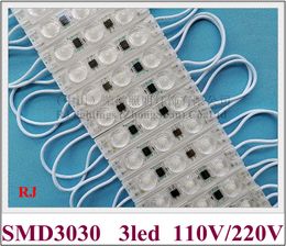 AC 220V 110V LED MODULE MODULE LENS من انتشار 172 درجة زاوية الحزمة الختم بالموجات فوق الصوتية مقاوم للماء 70 مم × 15 مم × 8 مم SMD 3030 3 LED 2W IP65