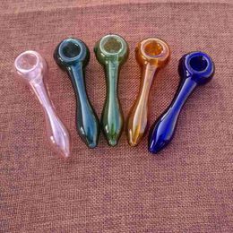 Popular Glass Pipes 4 Inch Pyrex Glass Oil Burner Pipes Tobacco Spoon Pipe Mini Colourful Glass Smoking Accessories 8 Colours Bubbler Hot Selling