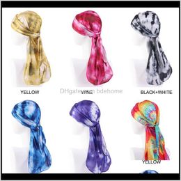 Bandanas Wraps Hats, Scarves & Gloves Fashion Aessories Drop Delivery 2021 Tie-Dyeing Printing Durags Long Tail Rainbow Durag Bandana Turban