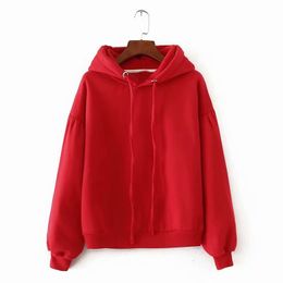 Winter Japanese Fashion Women Fleece Oversized Hoodie Sweatshirts Red Hooded Jacket Ladies Pullovers for Female 210607