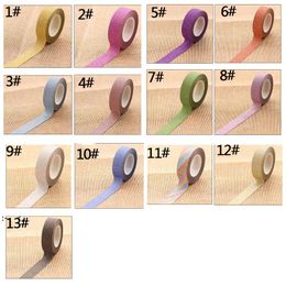 Colourful Flash Powder Adhesive Tapes DIY Sticker Hand Account Decoration Solid Colour Paper Stickers Photo Album Journal Decor RRD10998