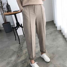 Autumn Winter Thicken Women Harem Pants 3XL 4XL Plus Size Wool Pants Female Work Pencil Pants Casual Loose Trousers Women E145 210426