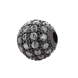 DIY Bracelet Making Charms 18K Gold/Silver/Gun Metal Plated Micro Pave Copper Ball Beads Charm