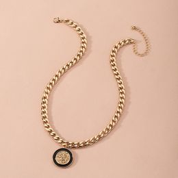 Coin Clavicle Chain Fashion All-match Lion Head Enamel Glaze Female Necklace For Women Party Jewelry Gift