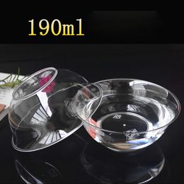 190ML Disposable Dinnerware Transparent Plastic Bowl Soup Container Round Lunch Box