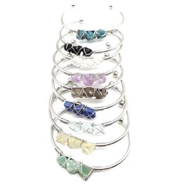 Irregular Natural Crystal Stone Handmade Gold Silver Plated Bangle Bracelets For Women Girl Party Club Decor Jewellery