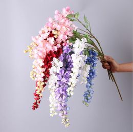 Artificial wisteria flower 5 forks hanging vine simulation flowers for wedding home decoration