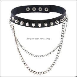 Chokers Necklaces & Pendants Jewellery Gothic Jewelry-Pu Leather Choker Necklace For Women Spiked Rivet Collar Punk Rock Adjustable Black Cosp