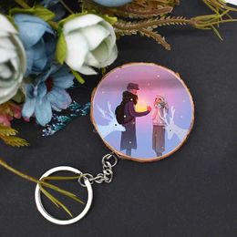 10Pcs Unfinished Natural Wood Slices Keychain Wooden Blank Hand-Painted Pendant DIY Keyr Car Bag Charm Jewelry D24 20 Dropship G1019