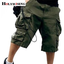 Holyrising Free belt Men 100% cotton pants Multi Pocket Military Camouflage Cargo trousers 11 Colors 18803-5 210715