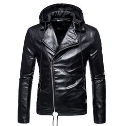 New autumn men can take off the cap motorcycle leather jacket PU jacket