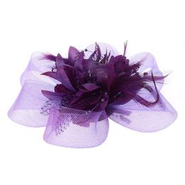 Headpieces Womens Flower Feather Beads Mesh Corsage Hair Clips Fascinator Bridal Hairband