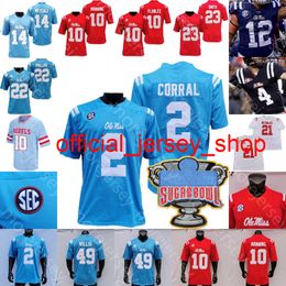 2022 Sugar Bowl Ole Miss Rebels Football Jersey NCAA College Matt Corral Snoop Conner Dontario Drummond Eli Manning A.J. BROWN Jerrion Ealy