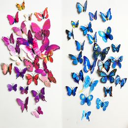 12PCS PVC 3D Wall Decor Cute Butterflies Wall Stickers Art Decal Home Decoration Room Wall Art Wallpaper
