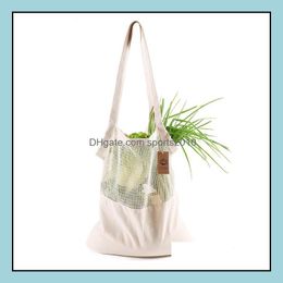 Housekee Organisation Home & Gardenreusable String Shop Fruit Vegetables Eco Grocery Portable Bag Shopper Tote Mesh Net Woven Cotton Storage