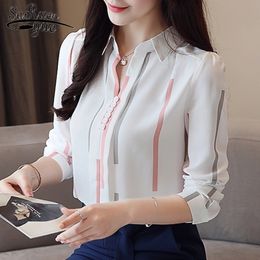 Fashion Woman Blouses 2021 Spring Long Sleeve Women Shirts Striped Blouse Shirt Office Work Wear Womens Tops And Blouses 0973 60 210317