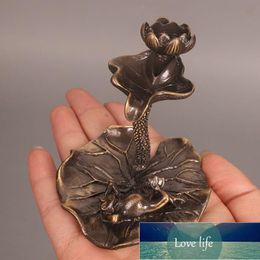 Fragrance Lamps Lotus Leaf Backflow Incense Burner Alloy Cone Holder (Brown) Small Ornaments Home Decor Factory price expert design Quality Latest Style Original