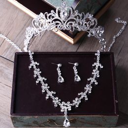 Earrings & Necklace Shosixuan Flower Crystal Pearl Bride 3pcs Set Tiara Bridal Wedding Jewellery Accessories