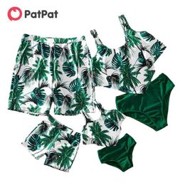 Summer Tankini Tropical Plant Print Matching Swimsuits 210528